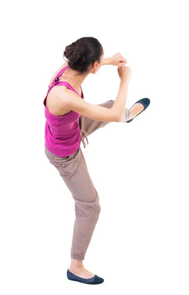 Woman combatte agitando le braccia e gambe. — Foto Stock