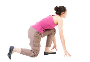 woman at start position.