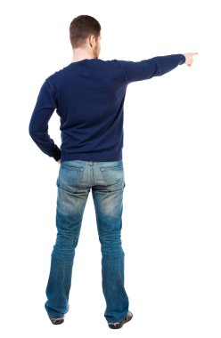 Arkadan görünüş-in genç adam işaret