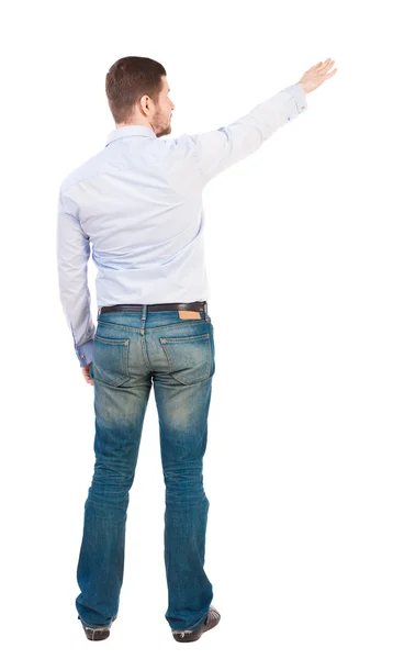 Back view of pointing business man. — Stock Photo, Image