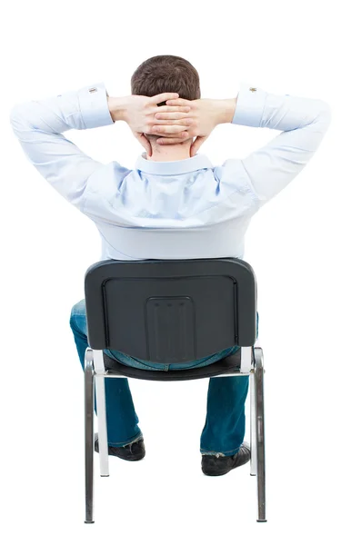 ビジネスマンの椅子に座っての背面図. — ストック写真