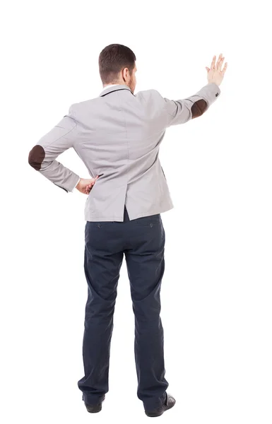 Back view of businessman in jacket and helmet — Stock Photo, Image