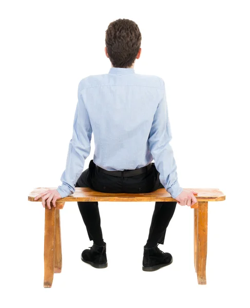 Vista traseira do empresário sentado no banco — Fotografia de Stock