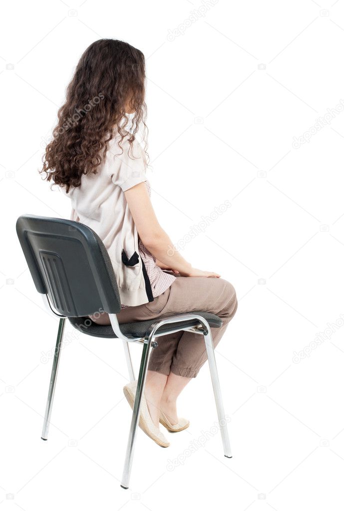 Beautiful  woman sitting on chair.