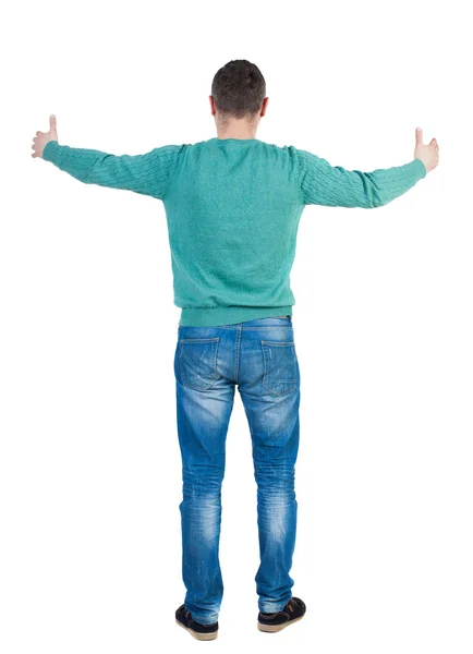Zadní pohled na člověka v džínách. — Stock fotografie