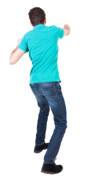 Back view of Skinny guy fighting — Stock Photo, Image