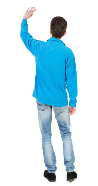 Man greeting waving — Stock Photo, Image