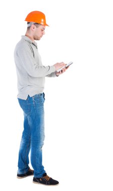 engineer in protective helmet