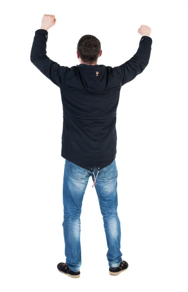 Man raised fists up — Stockfoto