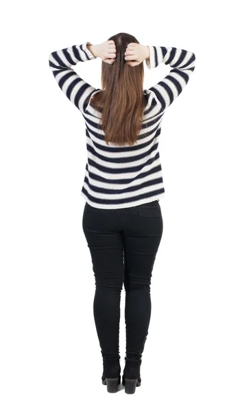 Geschokt vrouw in spijkerbroek — Stockfoto