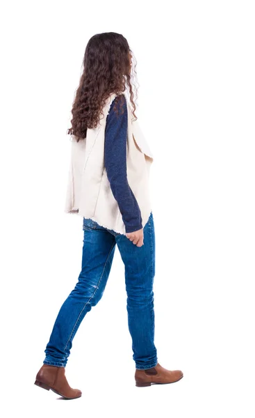 Woman in sleeveless jacket — Stockfoto