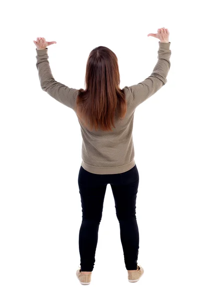 Woman  protects with hands — Stock Photo, Image