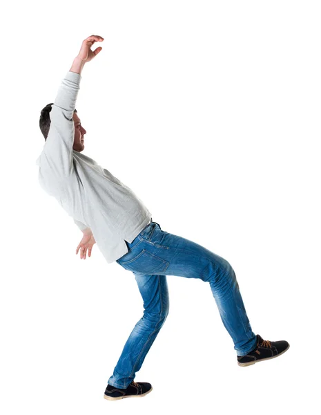 Back view man Balances — Stock Photo, Image