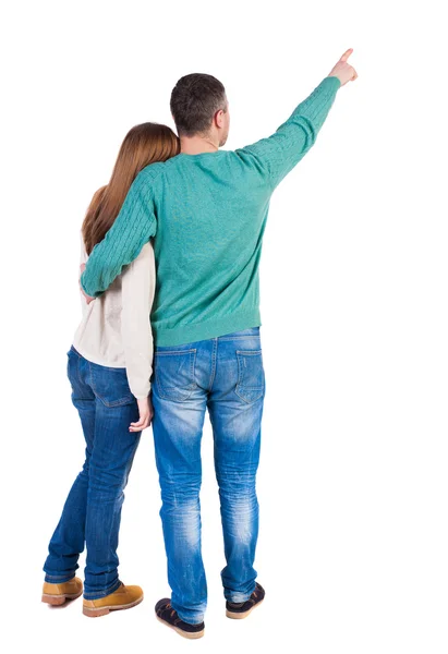Young couple pointing — Stock Photo, Image