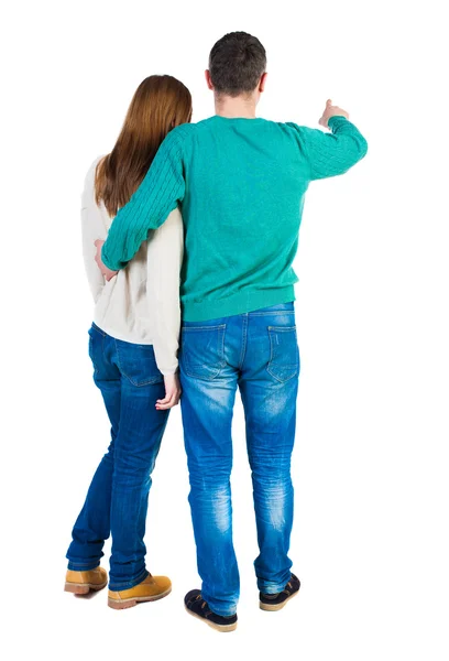 Young couple pointing — Stock Photo, Image