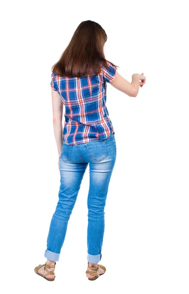 Young woman pointing — Stock Photo, Image