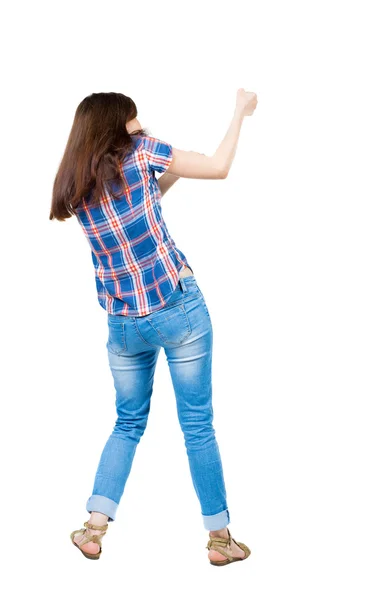 Skinny woman in boxing pose — Stock Photo, Image