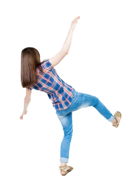 Back view woman Balances — Stock Photo, Image