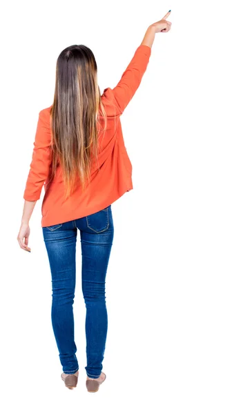 Back view of  pointing woman — Stock Photo, Image