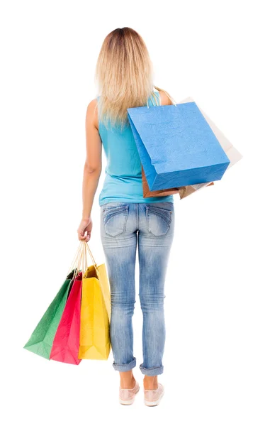 Donna con shopping bags — Foto Stock