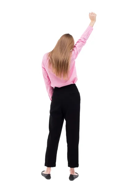 Woman raised her fist up — Stock Photo, Image