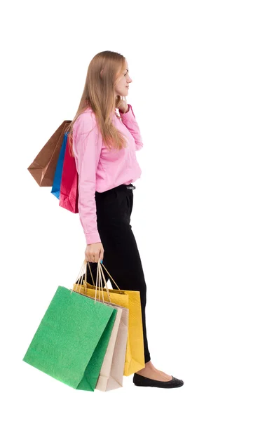 Femme avec sacs à provisions — Photo