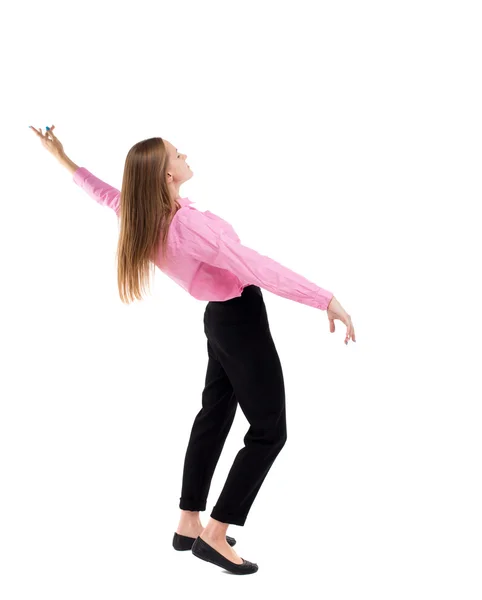Balancing jonge vrouw. — Stockfoto