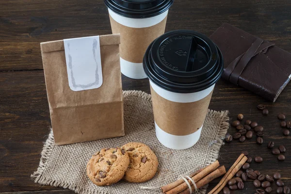 コーヒー つの朝食し に注意してください — ストック写真