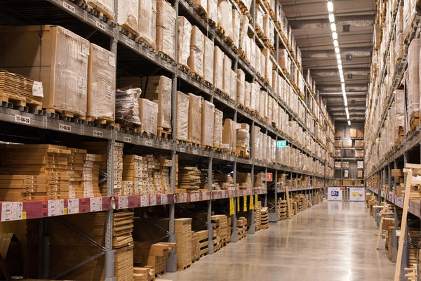 Warehouse, paper and wooden box Stock Image