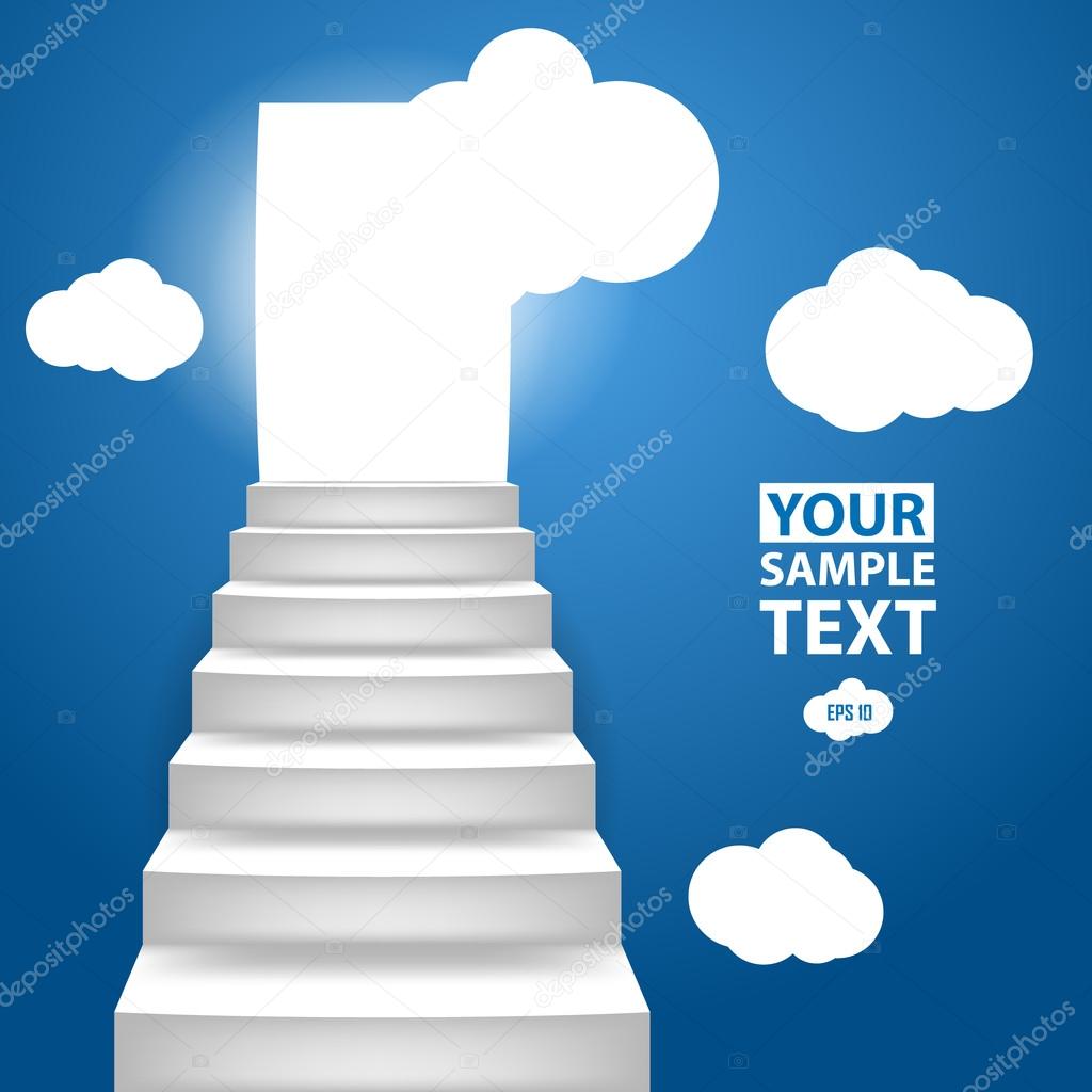 Staircase to up with clouscape, conceptual background to motivat