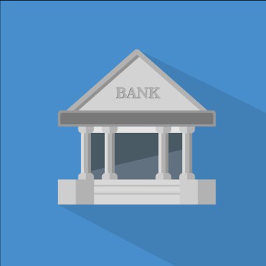 Banka simgesi düz vektör çizim