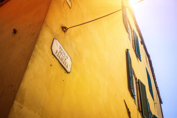 Alley of happiness in Lucca, Tuscany, Italy