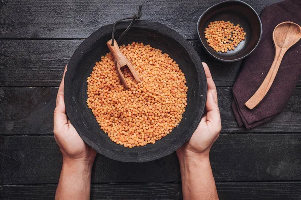 Fregola Sarda Sardinya Dan Geleneksel Bir Makarna Kuzene Benzer — Stok fotoğraf