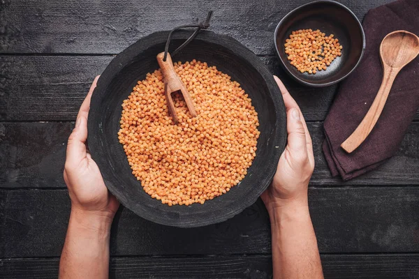 Fregola Sarda Een Traditionele Pasta Uit Sardinië Vergelijkbaar Met Cous — Stockfoto