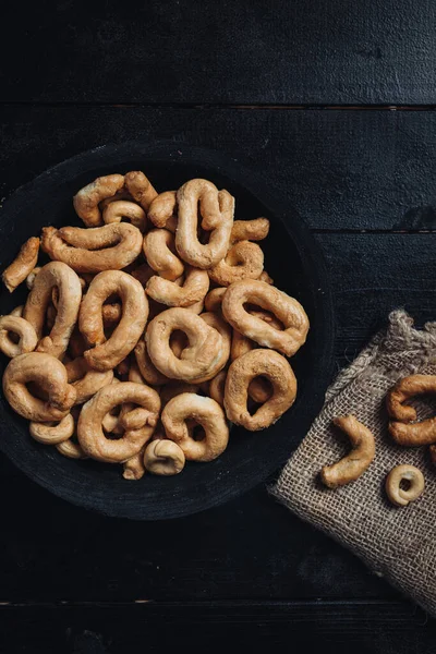 Crunchy Hagyományos Taralli Snack Puglia Régió Olaszországban — Stock Fotó