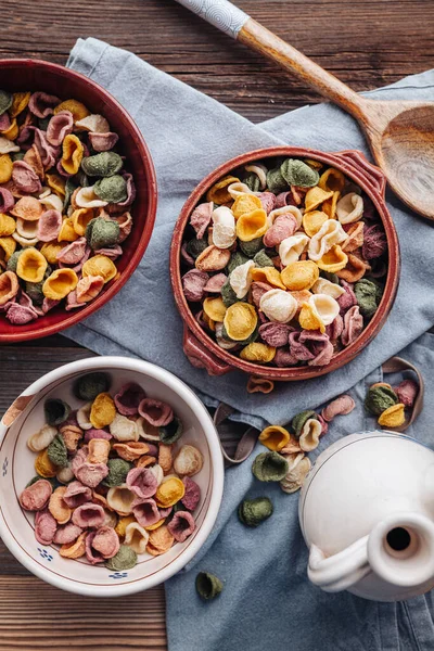 Pasta Orecchiette Hecha Mano Puglia Hecha Con Sabores Naturales Como — Foto de Stock