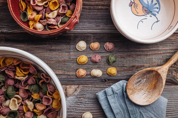 Pasta Orecchiette Hecha Mano Puglia Hecha Con Sabores Naturales Como —  Fotos de Stock