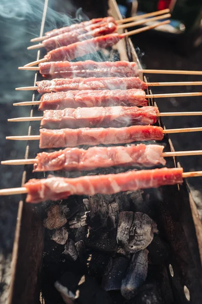 Arrosticini Pincho Carne Oveja Tradicional Región Abruzos Italia —  Fotos de Stock