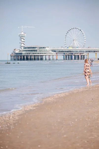 Strand Von Scheveningen Den Niederlanden Nordeuropa — Stockfoto