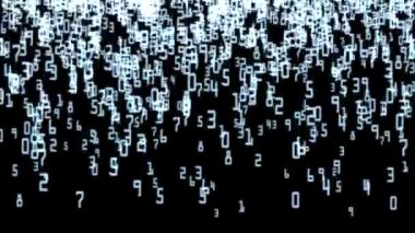 Siyah zemin üzerine mavi düşmüş numaraları matris gibi