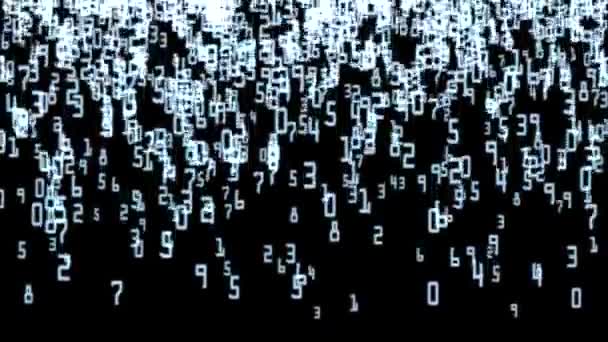 Matrice bleue des nombres tombés comme sur fond noir 