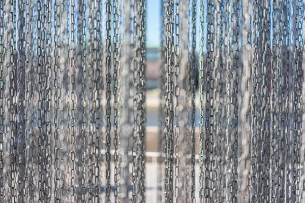 Steel chains installation as art object Royalty Free Stock Photos