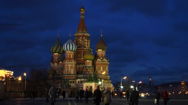 Санкт-Петербург Собор Василия Блаженного. Москва, Красная площадь, декабрь 2015 . — стоковое видео