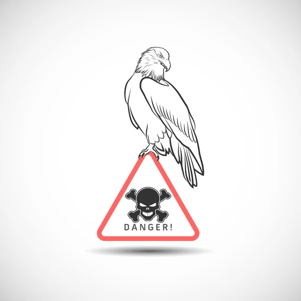 Adler auf Gefahrensymbol — Stockvektor