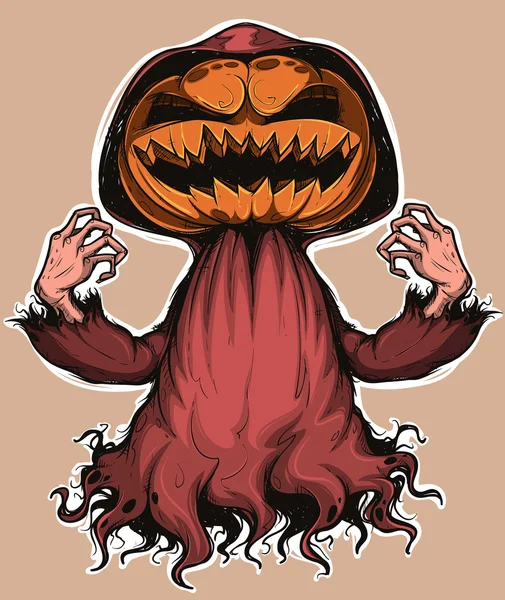 Sinister pumpkin ghost. Colored — Stock Vector