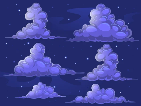 Nubes nocturnas de dibujos animados — Vector de stock