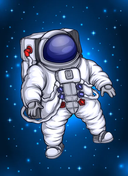Astronaut drijvend in stary ruimte — Stockvector