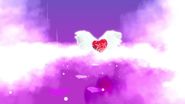 Серце з крилами в раю — стокове відео