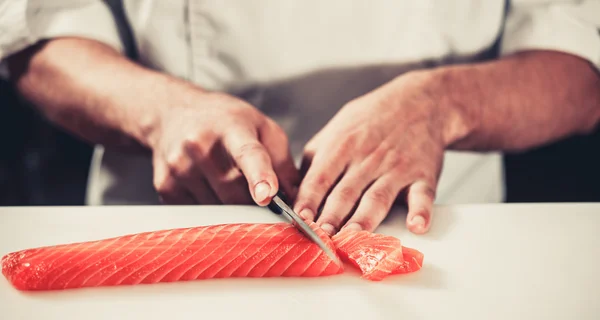 Lachs kochen — Stockfoto