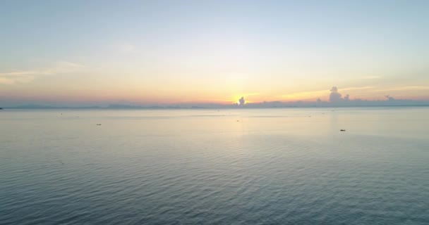 Thailand Gulf sunrise aerial: ocean view with blue calm water. Thai seascape — Stock Video